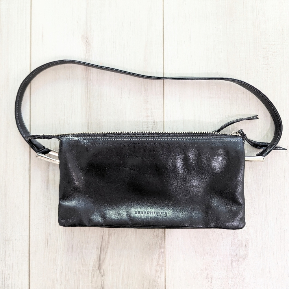 Kenneth Cole New York Small Black Leather Shoulder Bag